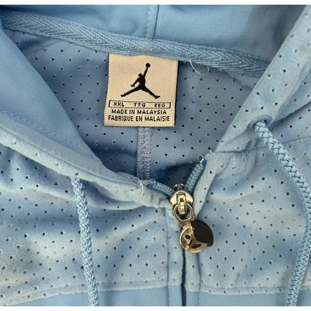 VTG Jordan Spellout Tracksuit Light Blue Yellow White Hooded Jacket 2XL Pants XL